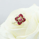 1.5ct Marquise Cut Pink Ruby Engagement Ring Art Deco Halo 14k YellowGold Finish