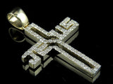 0.75ct Round Cut VVS1D Diamond Pendant Jesus Cross Charm 14k Yellow Gold Finish