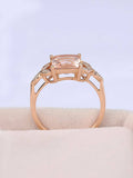 1ct Princess Cut Peach Morganite Engagement Ring 14k Rose Gold Finish Solitaire