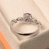 1.5ct Round Purple Amethyst Marquise Accent Engagement Ring 14k White Gold Over