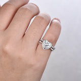 3ct Heart Cut Diamond Vintage Bridal Wedding Set Band Ring 14k White Gold Finish