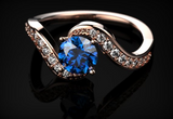 2ct Round Cut Blue Sapphire Engagement Ring 14k Rose Gold Finish Swirl Solitaire