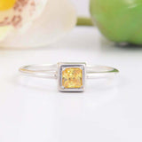 0.4ct Princess Cut Yellow Sapphire Engagement Ring Solitaire 14k White Gold Over