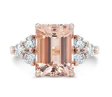 4ct Emerald Morganite Engagement Ring 14k RoseGold Over Solitaire Diamond Accent