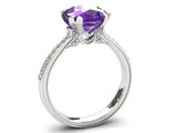 1.7ct Cushion Purple Amethyst Engagement Ring Diamond Accent 14k White Gold Over