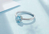 1ct Oval Cut Blue Aquamarine Engagement Ring Solitaire Women 14k White Gold Over