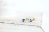 1ct Stud Earrings Round Cut London Blue Topaz Solitaire 14k Yellow Gold Finish