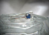 2ct Round Cut Diamond Trilogy Ring 14k White Gold Finish Blue Sapphire Accents