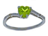 1.2ct Engagement Ring Heart Cut Green Peridot Swirl Twist 14k White Gold Finish