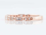 0.2ct Baguette Cut Diamond Wedding Band Milgrain Half Eternity 14k RoseGold Over