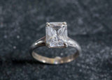 1.5ct Engagement Ring Radiant Cut Diamond Solitaire Design 14k White Gold Finish