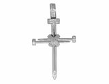 0.5ct Round Cut VVS1D Diamond Pendant Nail Cross 14k White Gold Finish NO CHAIN