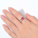 1ct Engagement Ring Heart Cut Pink Ruby Split Shank 14k White Gold Finish