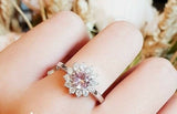 1ct Round Cut Peach Morganite Engagement Ring 14k White Gold Finish Halo Floral