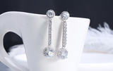 2.6ct Round Cut Diamond Classic Style Long Drop Earrings 14k White Gold Finish