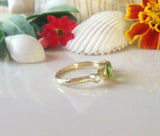 1.3ct Oval Cut Green Peridot Diamond Accent Trilogy Ring 14k Yellow Gold Finish