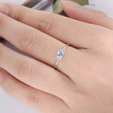 1ct Round Blue Aquamarine Engagement Ring Petite Minimalist 14k White Gold Over