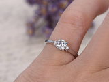 0.7ct Round Cut Diamond Engagement Ring Trilogy Solitaire 14k White Gold Finish