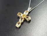 1.5ct Yellow Citrine Pendant Oval Cut Christ Cross 14k WhiteGold Finish NO CHAIN