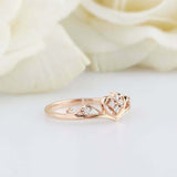 0.5ct Round Cut VVS1D Diamond Engagement Ring Crown Design 14k Rose Gold Finish