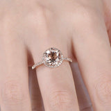 1.3ct Round Cut Peach Morganite Solitaire Engagement Ring 14k Rose Gold Finish