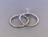 Infinity Bridal Set Engagement Ring 2ct Oval Cut Diamond 14k White Gold Finish