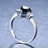 1ct Heart Black Diamond Engagement Ring 14k White Gold Finish Trilogy Solitaire