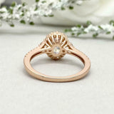 2.2ct Engagement Ring Oval Cut Diamond Accent Halo Trilogy 14k Rose Gold Finish