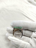 3ct Engagement Ring Oval Cut Green Emerald Filigree Cocktail 14k White Gold Over