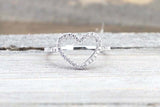 2ct Round Cut Diamond Engagement Ring Heart Hollow Design 14k White Gold Finish