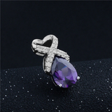 2Ct Pear Cut Purple Amethyst Diamond Alpha Pendant 14K White Gold Over NO CHAIN