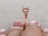 1.6ct Oval Cut Peach Morganite Engagement Ring 14k Rose Gold Finish Split Shank