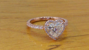 3Ct Heart Cut Diamond Propose Valentine Halo Engagement Ring 14K Rose Gold Over