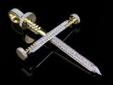 1.2ct Round Cut VVS1D Diamond Nail Cross Design Pendant 14k Yellow Gold Finish