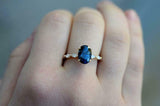 2ct Oval Cut Blue Sapphire Engagement Ring Marquise Accents 14k Yellow Gold Over