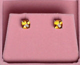 1ct Cushion Cut Yellow Citrine Solitaire Stud Earrings 14k White Gold Finish