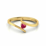 0.2Ct Heart Cut Pink Ruby Bypass Solitaire Engagement Ring 14K Yellow Gold Over