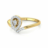 1ct Engagement Ring Pear Cut Diamond Curved Halo Design 14k Yellow Gold Finish