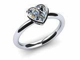 1ct Engagement Ring Heart Cut Diamond Bezel Set Solitaire 14k White Gold Finish