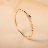 0.15ct Round Cut Blue Sapphire Engagement Ring Minimalist 14k Yellow Gold Finish