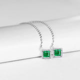 1.5ct Princess Cut Green Emerald Chain Drop Women Earrings 14k White Gold Finish