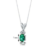 1Ct Oval Cut Green Emerald Diamond Stylish Pendant 14K White Gold Over NO CHAIN