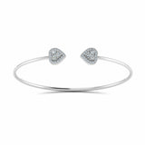 1ct Round Cut VVS1 D Diamond Halo Heart Open Cuff Bracelet 14k White Gold Finish