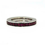 1.5ct Round Cut Pink Ruby Channel Set Full Eternity Band 14k White Gold Finish