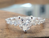 1ct Heart Cut Simulated Diamond Solitaire Accents Ring 14k White Gold Plated