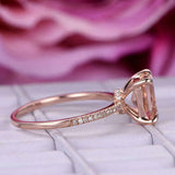 2.6ct Princess Cut Peach Morganite Hidden Halo Choker Ring 14k Rose Gold Finish