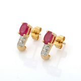 2ct Drop Earrings Oval Cut Pink Ruby Stylish Design 14k Yellow Gold Finish