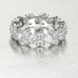 3.33ct Round Cut Diamond Wedding Ring Band 3 Row Eternity 14k White Gold Finish