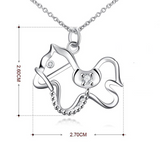 0.5Ct Round Cut Diamond Horse Design Pendant 14K White Gold Finish WITH CHAIN