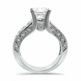 4Ct Round Cut Diamond Vintage Solitaire with Accents Ring 14K White Gold Finish